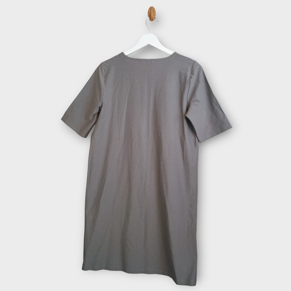 Eileen Fisher Dress Womens Small Gray Neutral Minimalist Stretch Side Zippers - Picture 2 of 6
